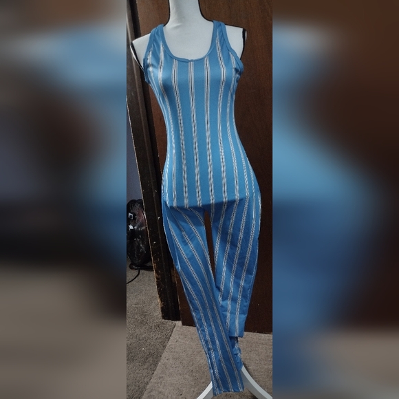 Blue Black White Strip Body Suit 🆕 - Picture 3 of 7